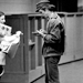 Silver print: Nureyev signing an autograph; click to enlarge